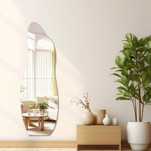 Shatterproof Acrylic Mirror Set for Wall Decor, Scratch Resistant,Full Length,Frameless Mirror Stickers for Bathroom,Entrance,Living Room,Bedroom,and Kid's Room,No-Punch,Easy to Install