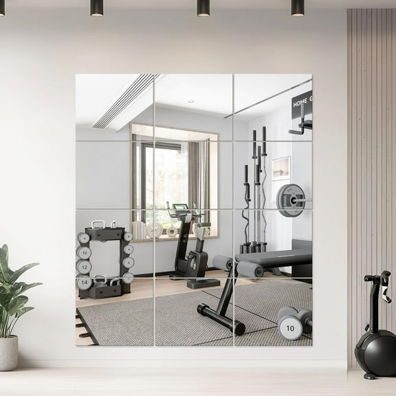 Shatterproof Acrylic Mirror Tiles, Self-Adhesive Wall Mirror for Kids, shatterproof Gym Mirrors for Home Gym, Unbreakable Flexible Plastic Mirror Sheets, for Door, Wall Decor