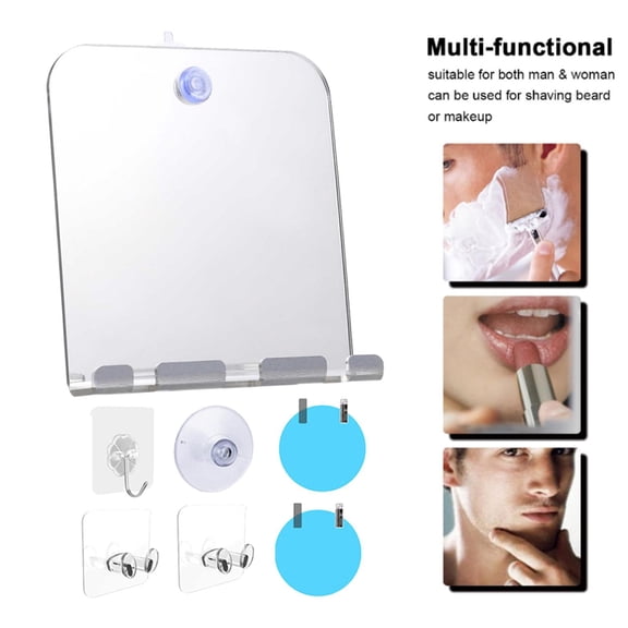 Shatterproof Acrylic Shower Shaving Makeup Mirror, with Hook Wall Hanging Travel Bathroom Anti Fog Mirror Lightweight Rectangle