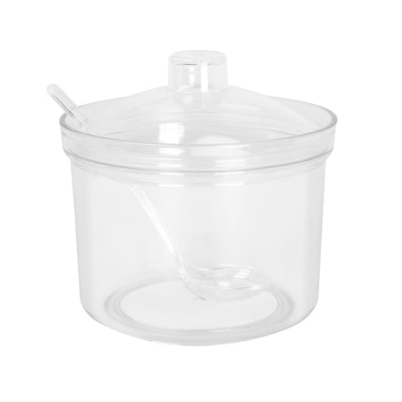 Shatterproof Acrylic Sugar Bowl with Lid and Spoon, Airtight Transparent Seasoning Jar, Refillable Condiment Container for Dining Table Restaurant Spice Storage
