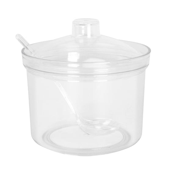 Shatterproof Acrylic Sugar Bowl with Lid and Spoon, Airtight Transparent Seasoning Jar, Refillable Condiment Container for Dining Table Restaurant Spice Storage