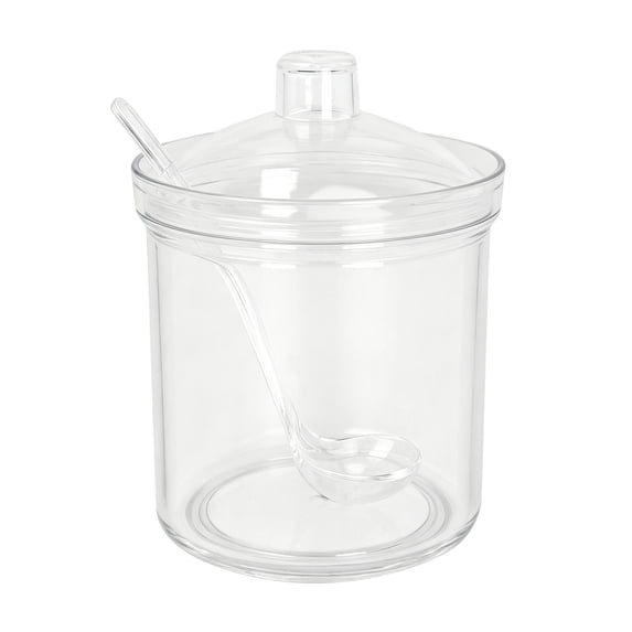 Shatterproof Acrylic Sugar Bowl with Lid and Spoon, Airtight Transparent Seasoning Jar, Refillable Condiment Container for Dining Table Restaurant Spice Storage