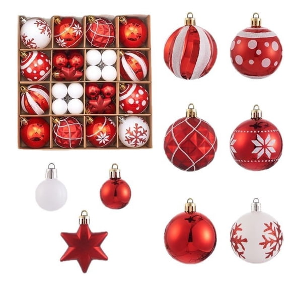 Shatterproof Christmas Ball Ornaments Red and White Glittering Baubles Set, Christmas Tree Hanging Balls for Xmas Tree Decorations Wreaths Garlands Home Holiday Wedding Party Decor