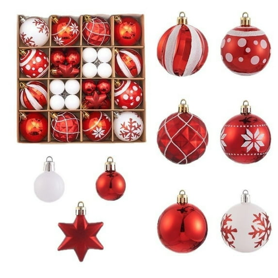 Shatterproof Christmas Ball Ornaments Red and White Glittering Baubles Set, Christmas Tree Hanging Balls for Xmas Tree Decorations Wreaths Garlands Home Holiday Wedding Party Decor