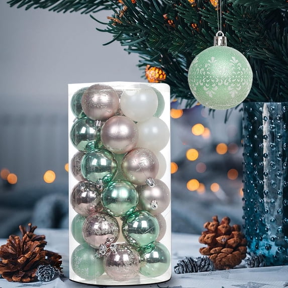 Shatterproof Christmas Balls Ornaments for Christmas Tree Decoration Set 6cm Christmas PE Painted Christmas Tree Pendant Hanging 30 Barrels Of Christmas Decoration