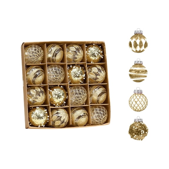 Shatterproof Christmas Ornaments, 16 Pack 6cm Electroplated Painted Christmas Ball Ornament Set