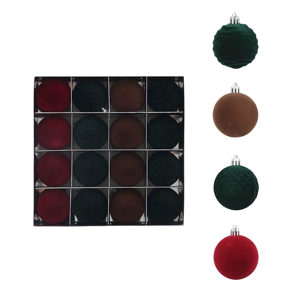 Shatterproof Christmas Ornaments, 16 Pack Flocked Velvet Christmas Tree Ball Ornaments Hanging Decor