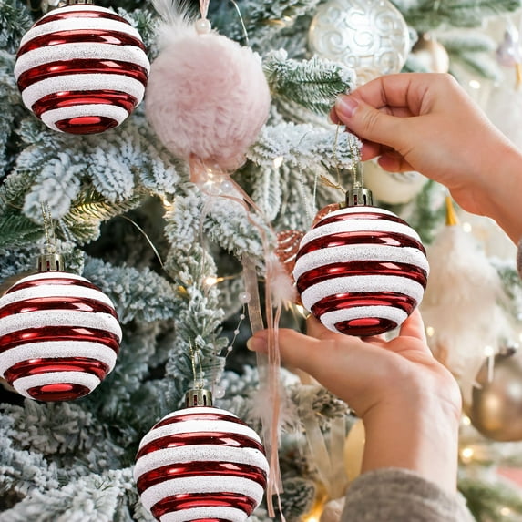 Shatterproof Christmas Ornaments, 6PCS 2.36 Inch Plastic Hanging Balls, Holiday Tree Decorations for Xmas Party Wedding Outdoor Indoor Decor, Lightweight Unbreakable Baubles