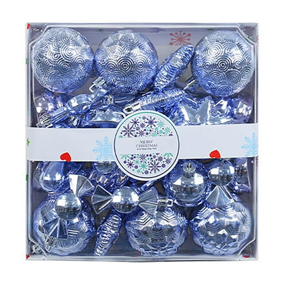 Shatterproof Christmas Ornaments Set - 28-Piece Plastic Electroplated Colorful Balls, 3/4/5cm Special-Shaped Tree Pendants for Holiday Decor