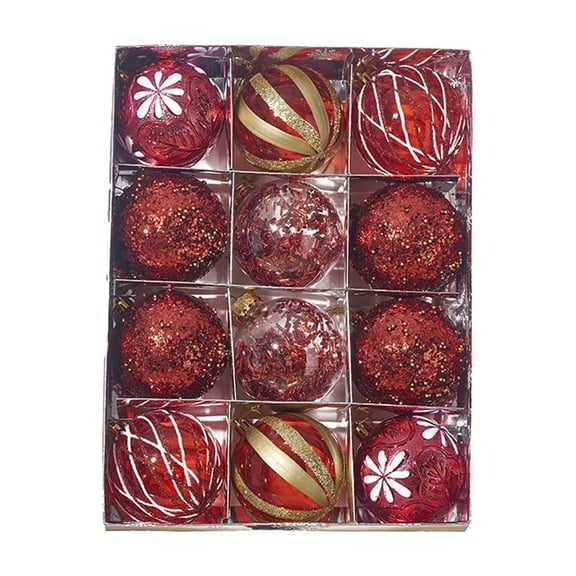 Shatterproof Christmas Tree Ornaments 12 Pack Mixed Special Shaped Glitter Hanging Balls Pendant Set for Xmas Decorations