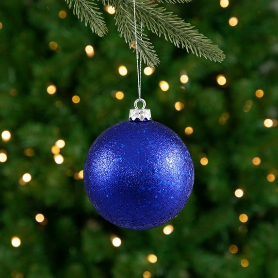 Northlight 4" Shatterproof Holographic Glitter Christmas Ball Ornament - Blue