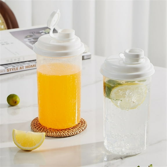 Shatterproof Plastic Beverage Kettle with Lid | 1L Capacity | Ice Tea Lemonade Juice Milk Pitcher | Wide Mouth | Portable Refrigerator Safe | 16.5x8.5cm | Easy Carry | Fruit Infuser Pot