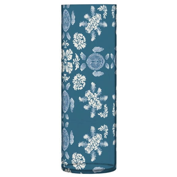 Shatterproof Plastic Vase 11.8" Tall Cylinder Vase for Fresh Flowers Home Decor Abstract Turtle Pattern