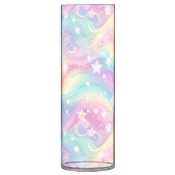 Shatterproof Plastic Vase 11.8" Tall Cylinder Vase for Fresh Flowers Home Decor Cute Pastel Rainbow Background