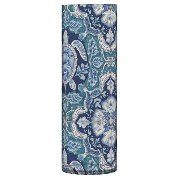 Shatterproof Plastic Vase 11.8" Tall Cylinder Vase for Fresh Flowers Home Decor Dark Teal Turtle Pattern