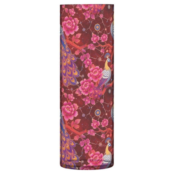 Shatterproof Plastic Vase 11.8" Tall Cylinder Vase for Fresh Flowers Home Decor Decorative Peacock Pattern