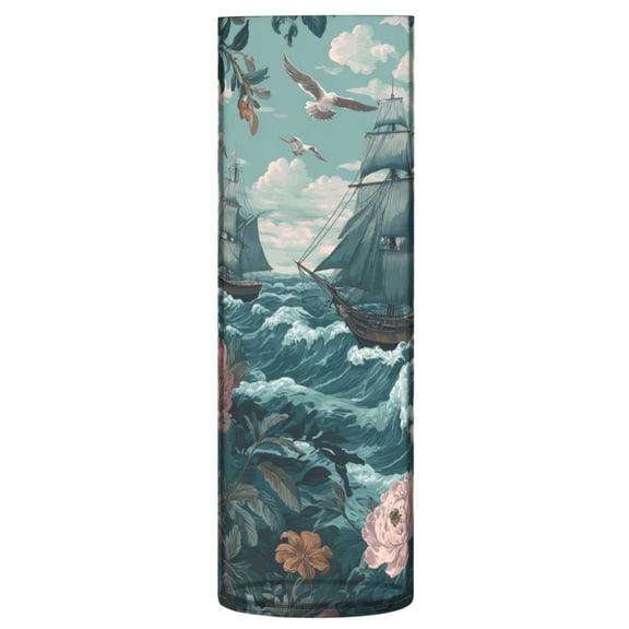 Shatterproof Plastic Vase 11.8" Tall Cylinder Vase for Fresh Flowers Home Decor Elegant Nautical Scene