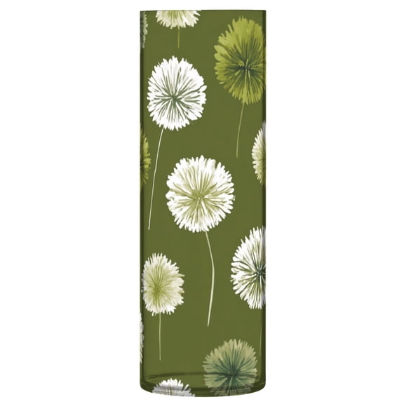 Shatterproof Plastic Vase 11.8" Tall Cylinder Vase for Fresh Flowers Home Decor Green Dandelions Pattern