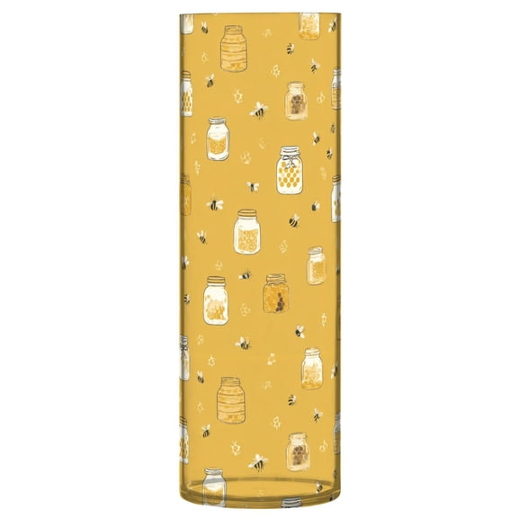 Shatterproof Plastic Vase 11.8" Tall Cylinder Vase for Fresh Flowers Home Decor Honey Jars and Bees Pattern
