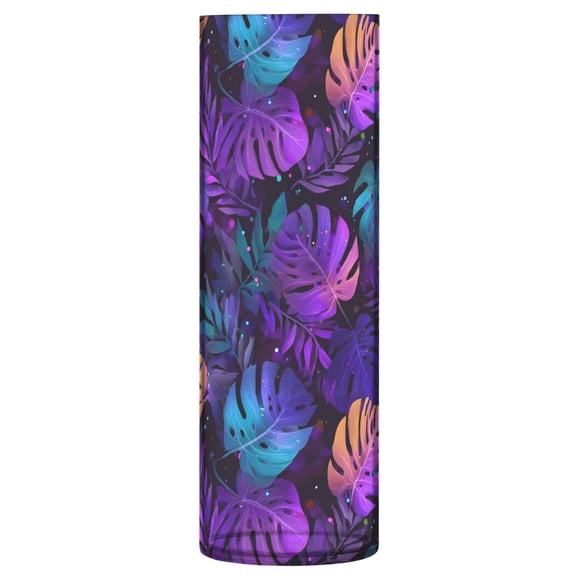 Shatterproof Plastic Vase 11.8" Tall Cylinder Vase for Fresh Flowers Home Decor Neon Palm Leaves Pattern