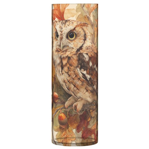 Shatterproof Plastic Vase 11.8" Tall Cylinder Vase for Fresh Flowers Home Decor Owl and Branch