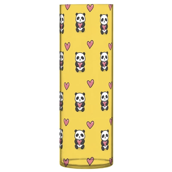 Shatterproof Plastic Vase 11.8" Tall Cylinder Vase for Fresh Flowers Home Decor Panda Cartoon with Heart Pattern
