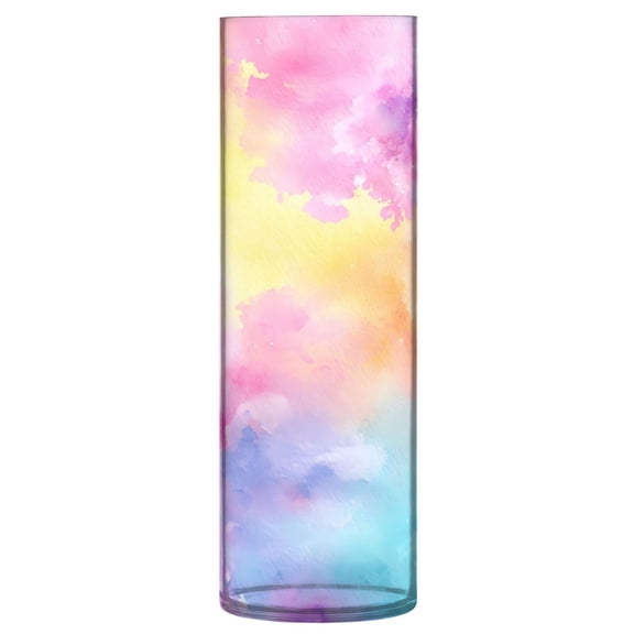 Shatterproof Plastic Vase 11.8" Tall Cylinder Vase for Fresh Flowers Home Decor Pastel Rainbow Flowers