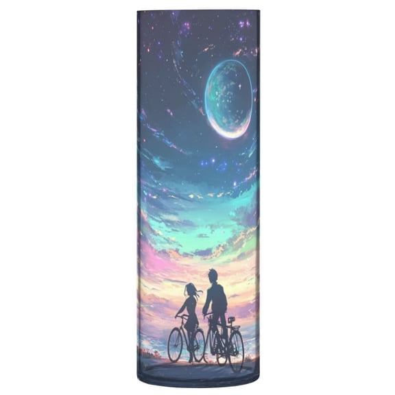 Shatterproof Plastic Vase 11.8" Tall Cylinder Vase for Fresh Flowers Home Decor Rainbow Sky Background