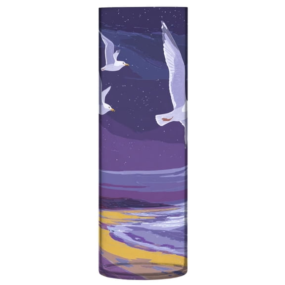 Shatterproof Plastic Vase 11.8" Tall Cylinder Vase for Fresh Flowers Home Decor Seagulls and The Beach