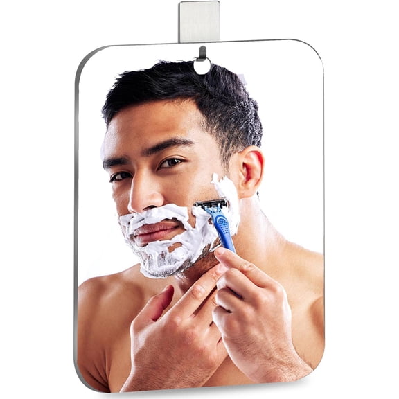 Shatterproof Shower Mirror Fogless for Shaving with Hook (Medium 8x6 inch)40% Cheaper Than the ,Unbreakable Deluxe Plexiglass Mirror,Bathroom Wall ,Portable Handheld Camping