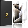 thumbnail image 1 of Shatterproof Tempered Glass Screen Protector for iPhone 15 Pro [3-Pack] [Easy Installation Frame] [9H Hardness] [99.99% HD Clear][Bubble Free] for Apple 6.1”, 1 of 4
