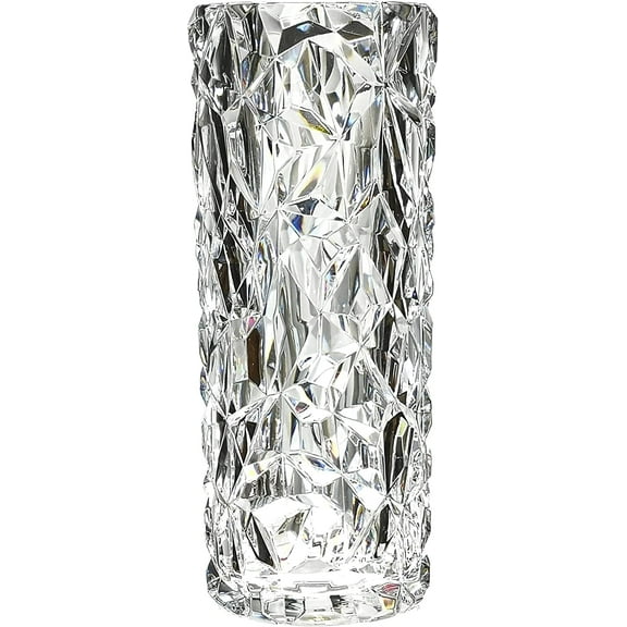 Shatterproof Unbreakable Plastic Vase for Home Decor Thickened Heavy Crystal Clear Vase for Flower Diamond Shape Like Glass Large Size Vase for Wedding Party 11.5'' High × 4.5'' Wide
