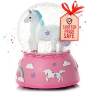 Shatterproof Unicorn Snow Globe for Girls | Musical Snow Globe - Unicorns Gifts for Girls | Unbreakable Snow Globes for Kids - Snowglobe | Granddaughter Gifts from Grandma| Plastic Snow Globe