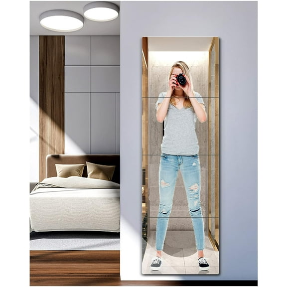 Shatterproof Wall Mirror Full Length,Mirror for Bedroom,Plexiglass Gym Mirrors For Home Gym,Thick: 1/8",14" x 14" x 4 Pcs,Workout Mirrors Safe for Kids,Over The Door Mirror Long Wall Mounted