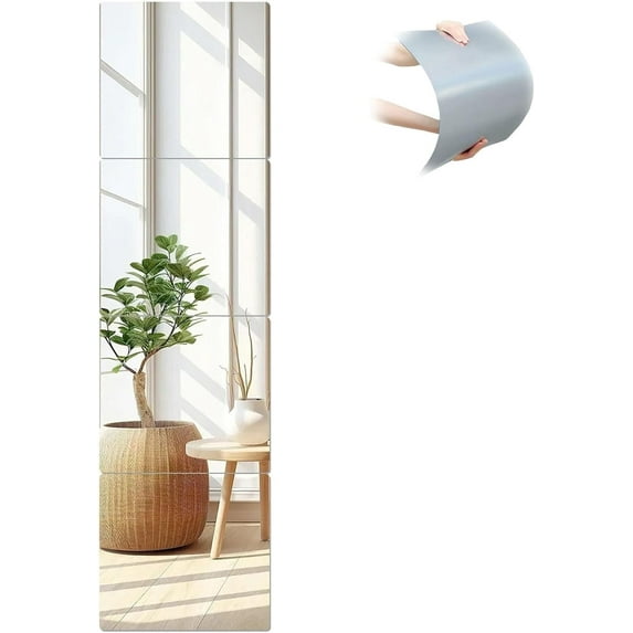 Shatterproof full length mirror tiles gym mirror thickened acrylic mirror suitable for home decor, suitable for a variety of wall materials(30 * 30cm)