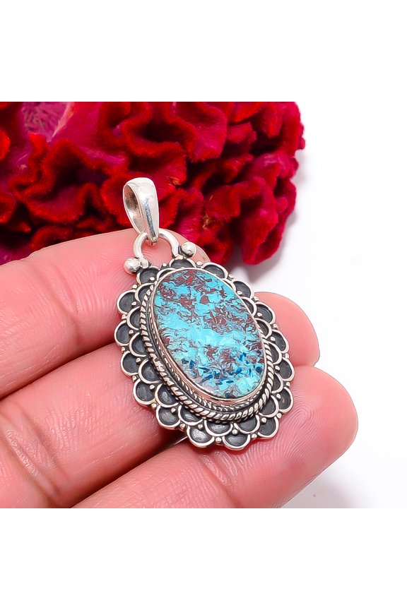 Shattuckite - Arizona Designer Handmade 925 Sterling Silver Pendant 1.76" P99998, Christmas Gift