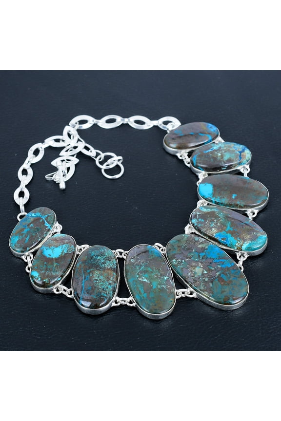 Shattuckite Oval Gemstone Gift 925 Sterling Silver Jewelry Necklace 18" VJ 6810