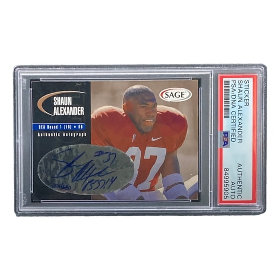 Shaun Alexander Signed Seattle Seahawks 2000 Sage #A2 Rookie Card PSA/DNA