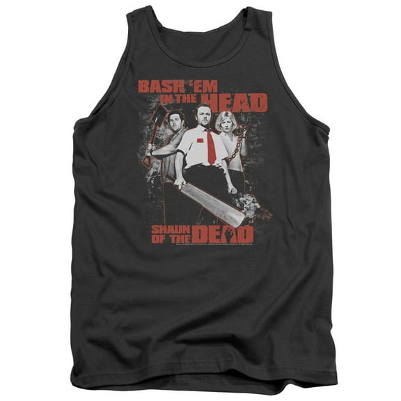 Shaun Of The Dead Bash Em Adult Tank Top Charcoal