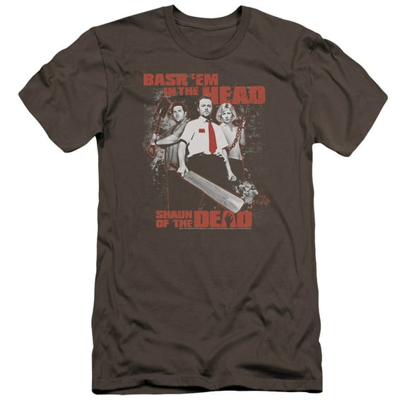 Shaun Of The Dead Bash Em Premium Canvas Adult Slim Fit 30/1 T-Shirt Charcoal