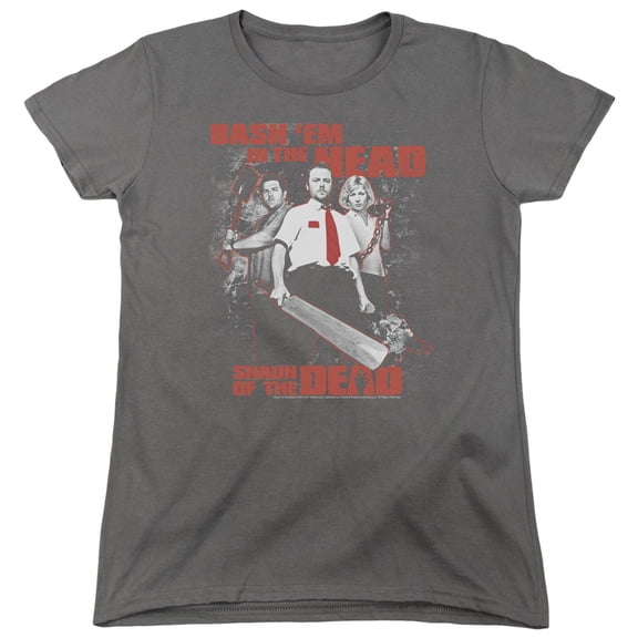 Shaun Of The Dead Bash Em S/S Women's T-Shirt Charcoal