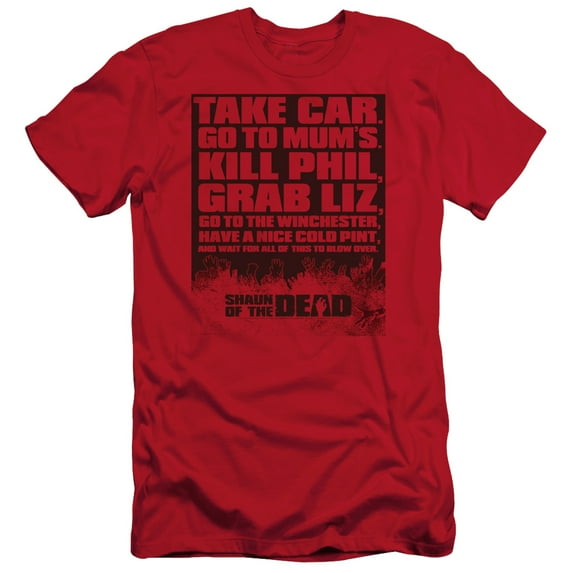 Shaun Of The Dead List S/S Adult 30/1 T-Shirt Red