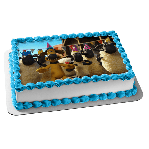 Shaun the Sheep Happy Birthday Hat Edible Cake Topper Image  1/4 sheet