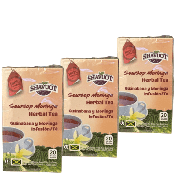 Shauvuot Kosher Moringa and Soursop Healthy Tea- 3-PACK