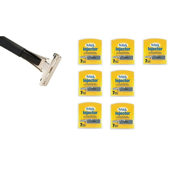Shave Classic Single Edge Razor Handle with Schick Injector Refill Blades 7 Ct. (Pack of 7) + 3 Count Eyebrow Trimmer