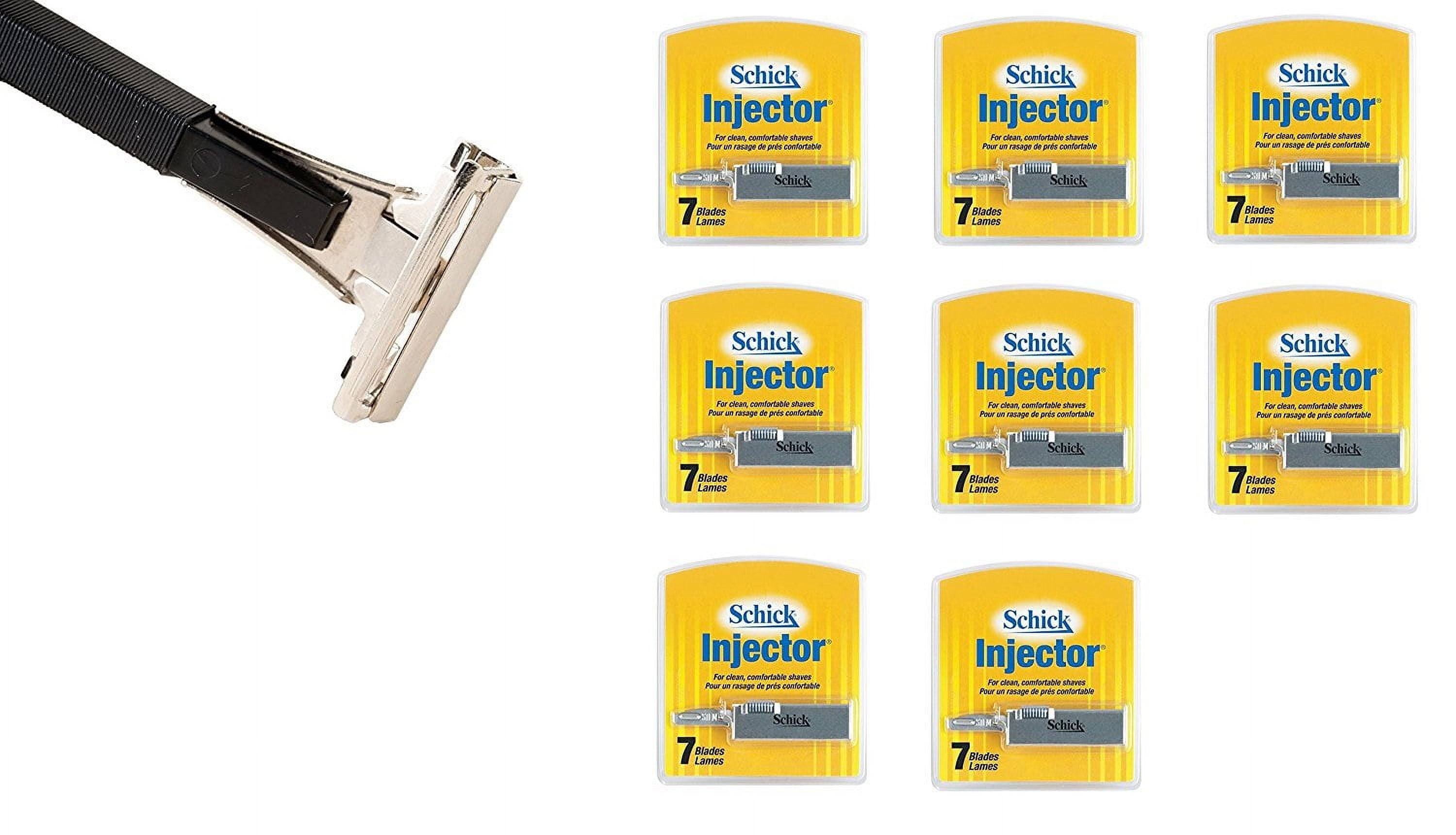 Shave Classic Single Edge Razor Handle with Schick Injector Refill Blades 7 Ct. (Pack of 8) + 3 Count Eyebrow Trimmer