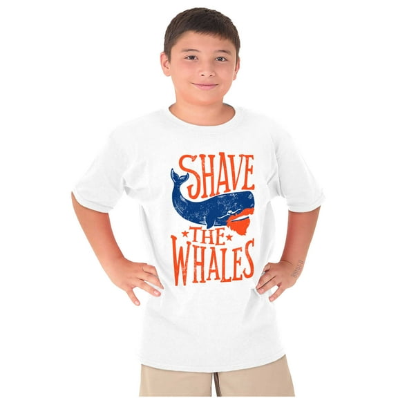 Shave The Whales Funny Hipster Pun Crewneck T Shirts Boy Girl Teen Brisco Brands L