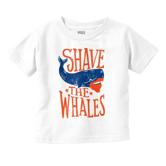 Shave The Whales Funny Hipster Pun Toddler Boy Girl T Shirt Infant Toddler Brisco Brands 12M