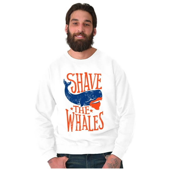 Shave The Whales Funny Hipster Pun Unisex Plus Fleece Graphic Sweatshirt Brisco Brands 2X
