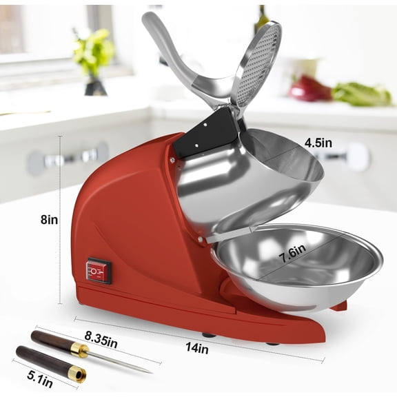 Shaved Ice Machine 380W Snow Cone Machine with 3 Stainless Steel Blades